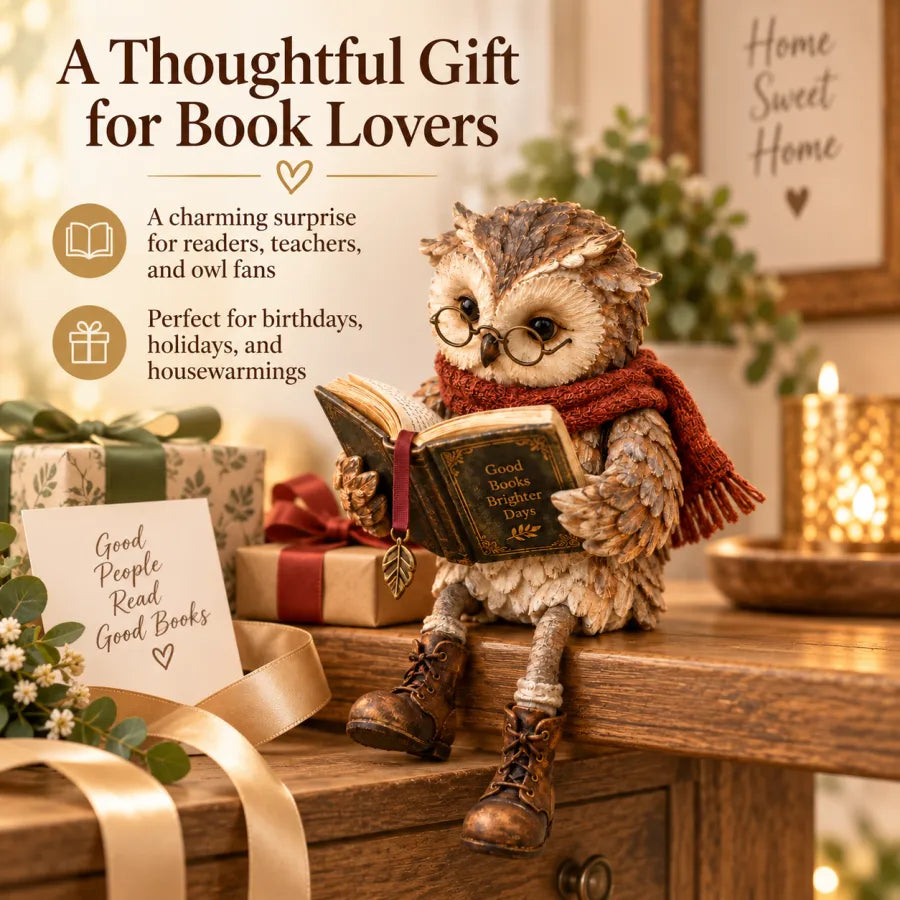 🦉 Cute Reading Owl Decor | Bookshelf & Mantel Accent