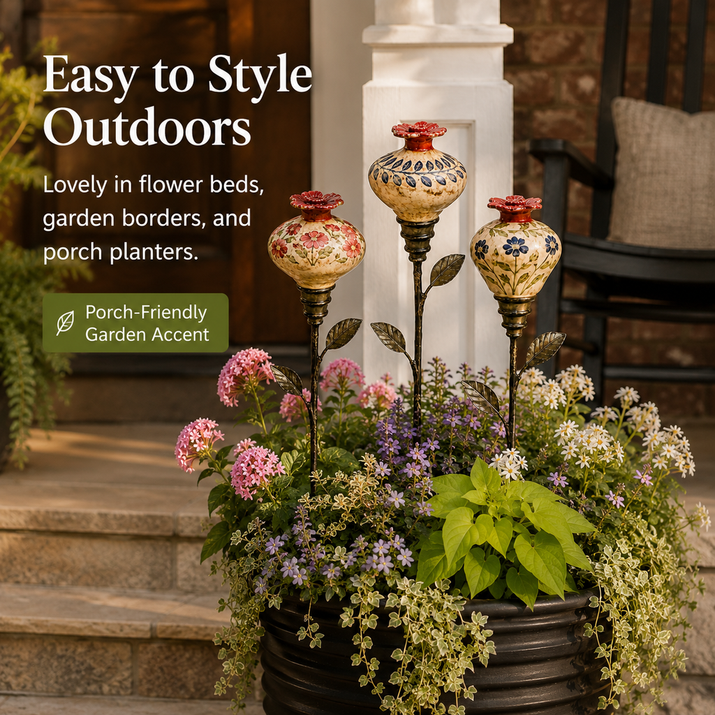 Vintage Decorative Garden Stake | Ornament For Flower Beds & Patio Borders