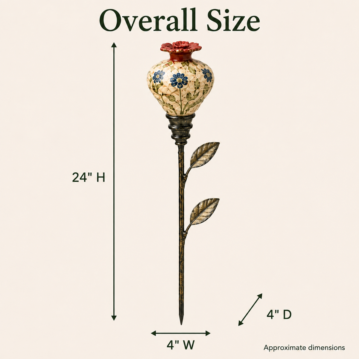 Vintage Decorative Garden Stake | Ornament For Flower Beds & Patio Borders