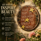Vintage Round Metal Garden Sign | Leave Room In Your Garden For The Angels To Dance Wall Plaque
