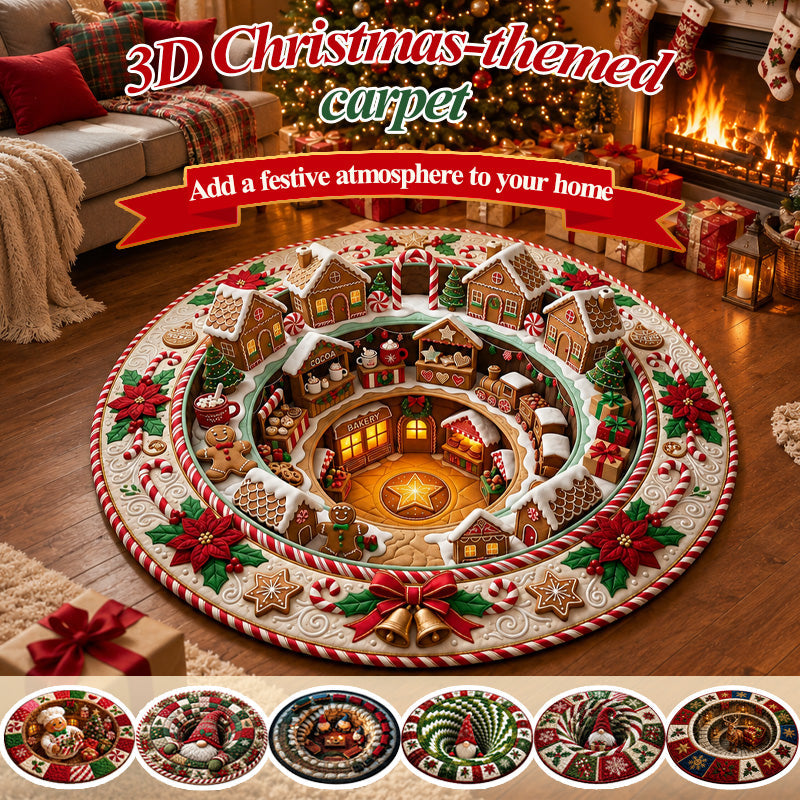🎄 Festive 3D Christmas Rug | Holiday Decor Rug for Living Room & Home