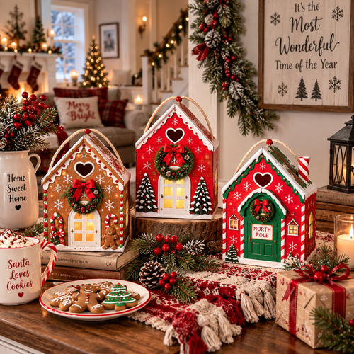 Christmas Magic House Gift Box – Creative 3D Handheld Holiday Gift Packaging