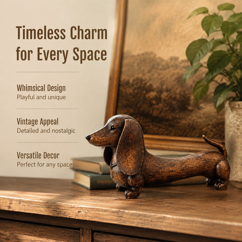 Rustic Dachshund Statue – Charming Accent for Farmhouse & Cottage Homes