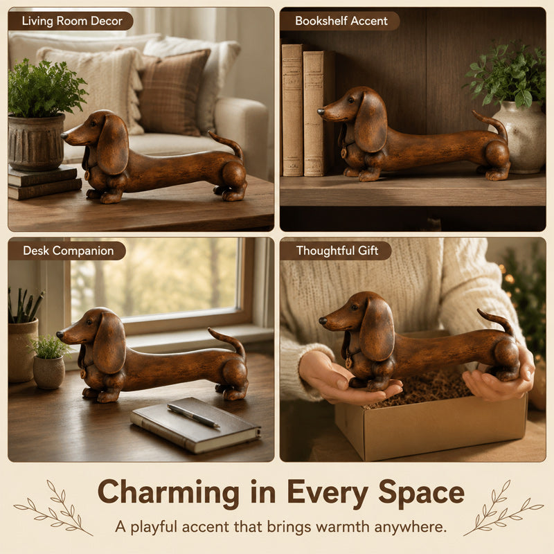 Rustic Dachshund Statue – Charming Accent for Farmhouse & Cottage Homes