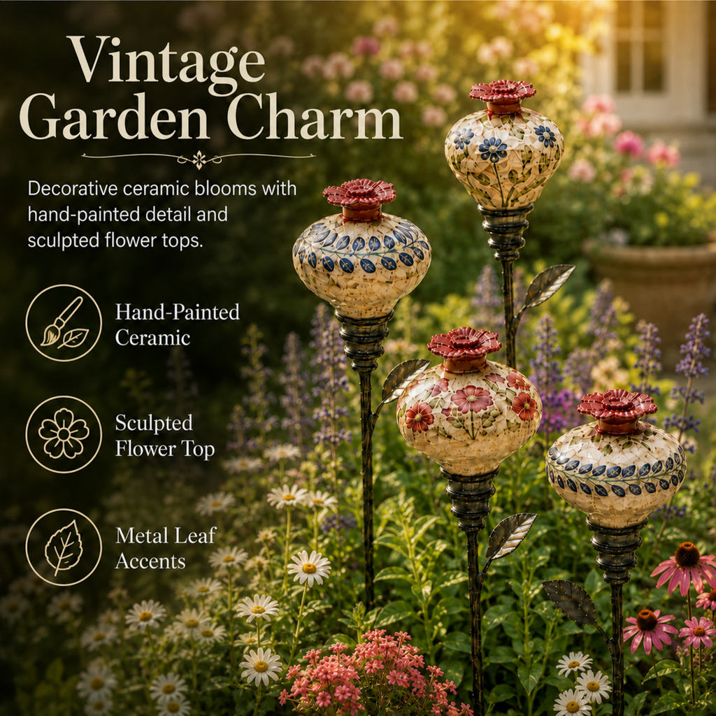 Vintage Decorative Garden Stake | Ornament For Flower Beds & Patio Borders