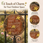 Vintage Round Metal Garden Sign | Leave Room In Your Garden For The Angels To Dance Wall Plaque