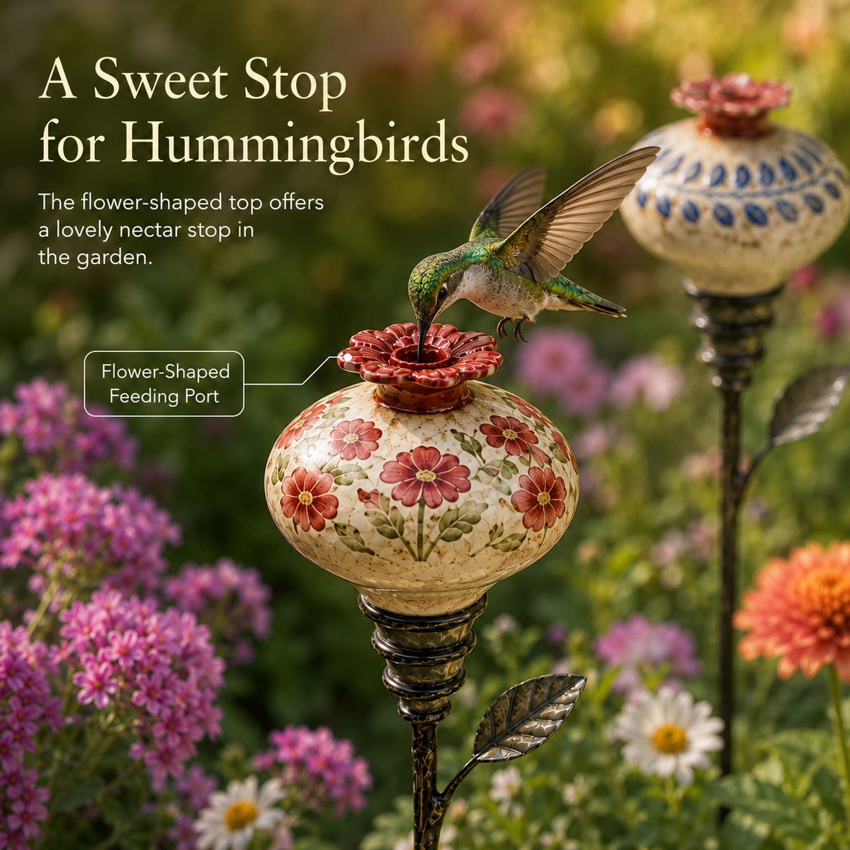 Vintage Decorative Garden Stake | Ornament For Flower Beds & Patio Borders