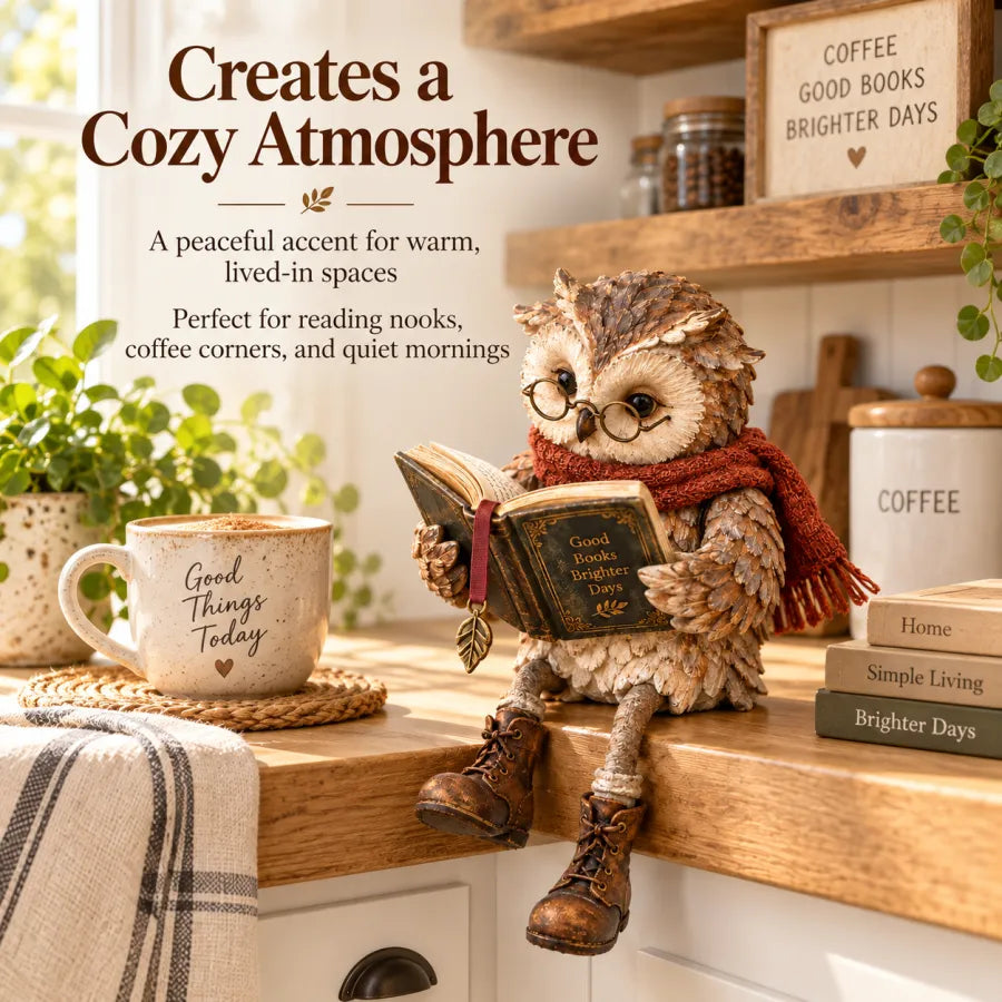 🦉 Cute Reading Owl Decor | Bookshelf & Mantel Accent