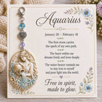 12 Zodiac Birthstone Charm Keepsake Card | Astrology Birthday Gift for Her