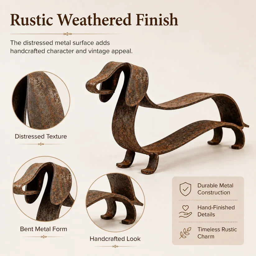 Rustic Dachshund Metal Sculpture 🦴 | Handcrafted Metal Yard Art for Home & Garden