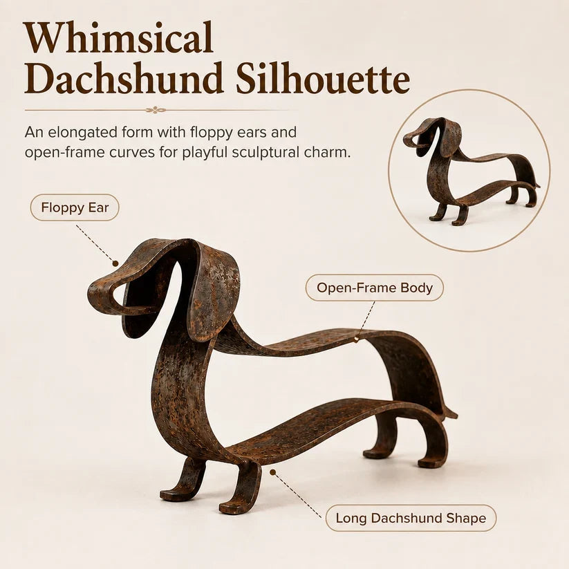 Rustic Dachshund Metal Sculpture 🦴 | Handcrafted Metal Yard Art for Home & Garden