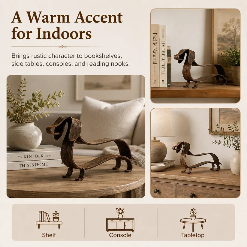 Rustic Dachshund Metal Sculpture 🦴 | Handcrafted Metal Yard Art for Home & Garden