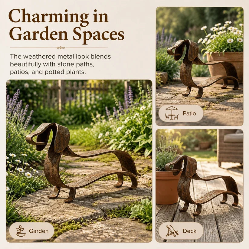Rustic Dachshund Metal Sculpture 🦴 | Handcrafted Metal Yard Art for Home & Garden
